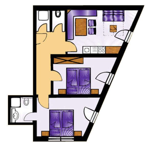 Floor plan of apartment 1 in the Auer holiday home